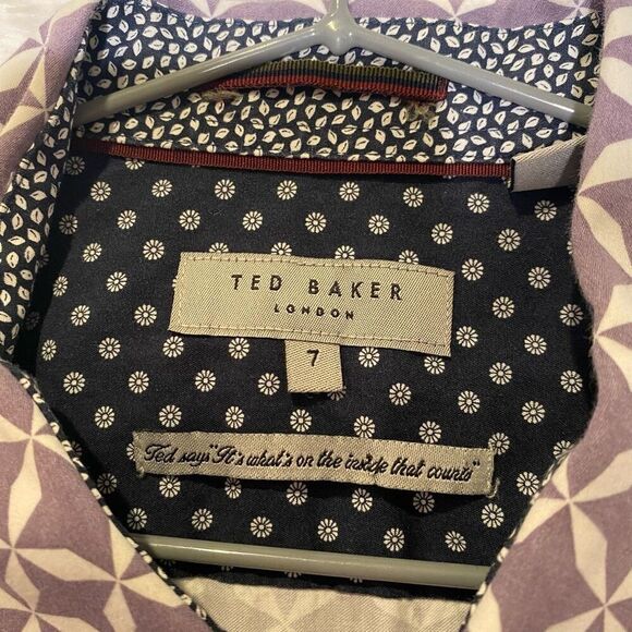 Ted Baker Geometric Short Sleeve Button Down Shirt in Blushes 3XL - Picture 5 of 9